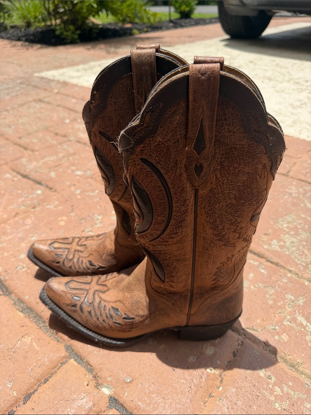 J.B. Dillon Brown Leather Western Heeled Boots